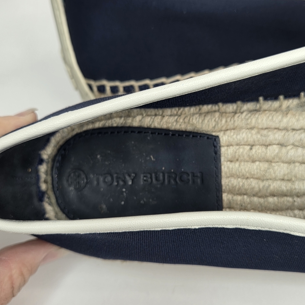 Tory Burch Miranda Navy Lug Sole Platform Espadrille Shoes Women's Size 10 - Picture 9 of 10
